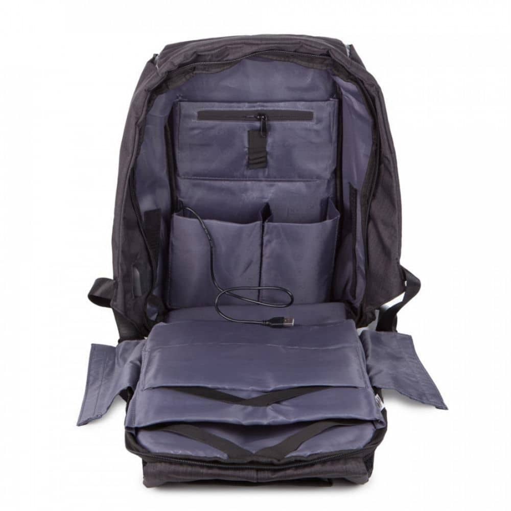 Mochila Anti Furto com Cabo USB Azul