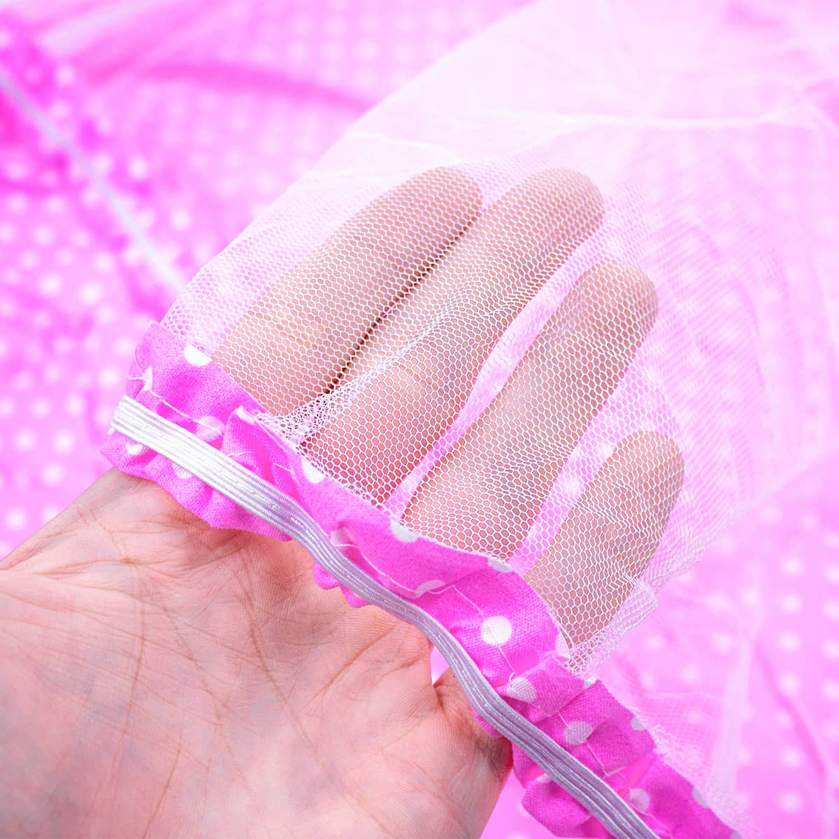 Berço Portátil de Bebê com Mosquiteiro Ninho Acolchoado Rosa