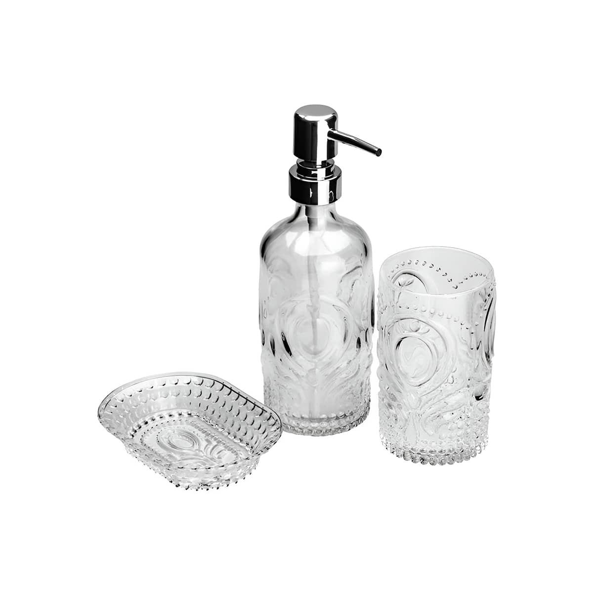 Kit Banheiro 3 Peças Vidro Transparente Lavabo