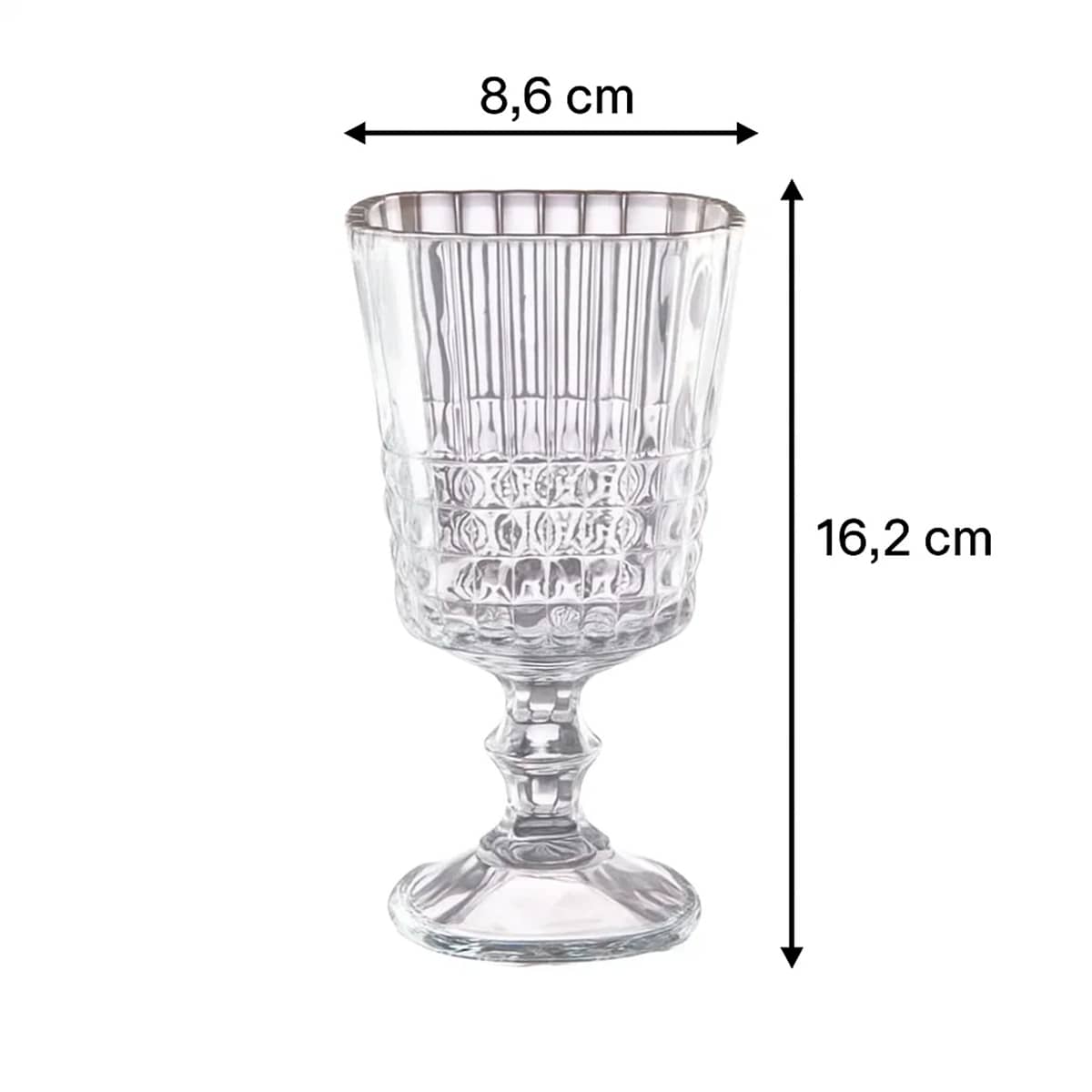 Conjunto 6 Taças de Vinho em Vidro Listrado 360 ml