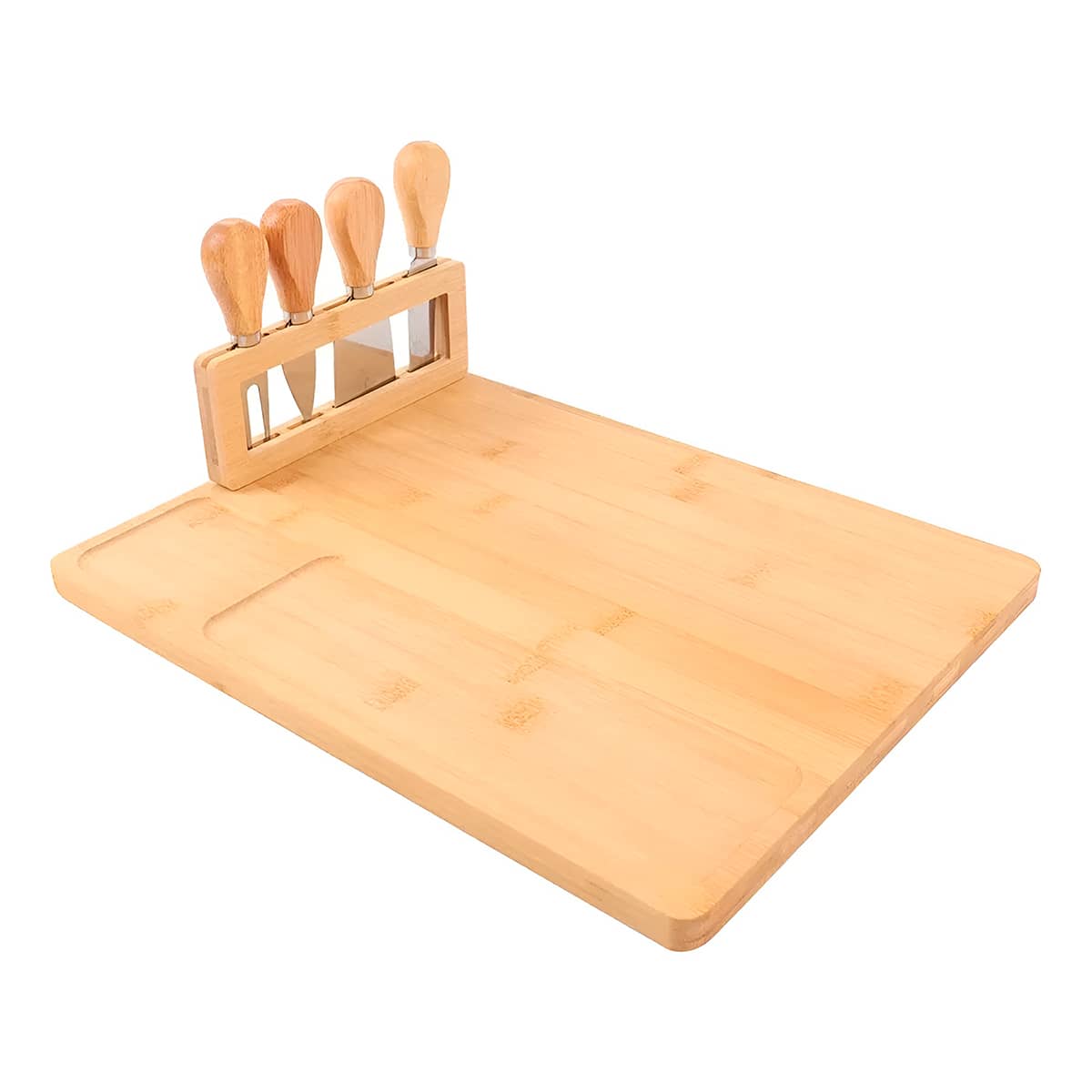Conjunto Tábua Bambu para Queijos com 4 Utensílios