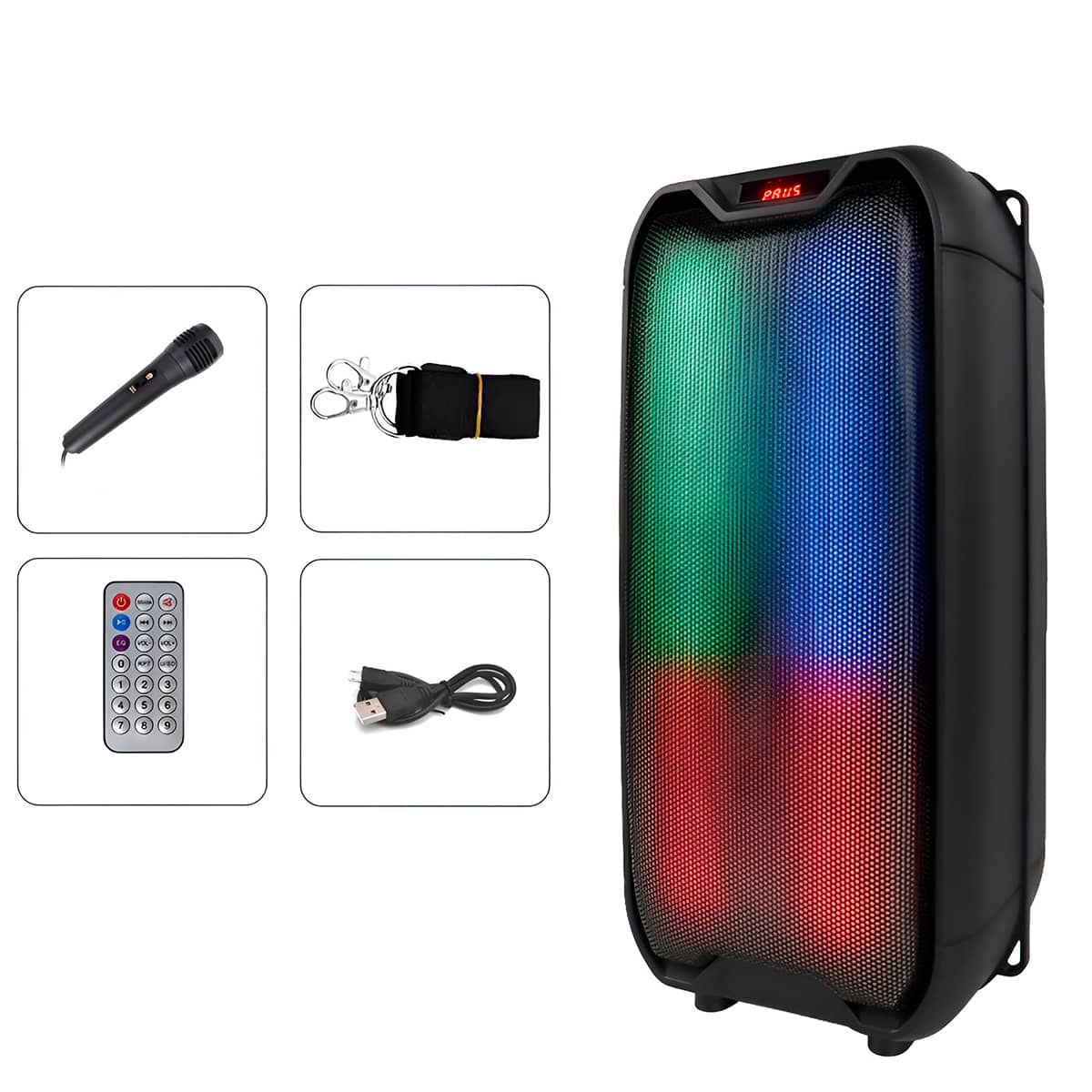 Caixa de Som Amplificada Bluetooth com Microfone e LED
