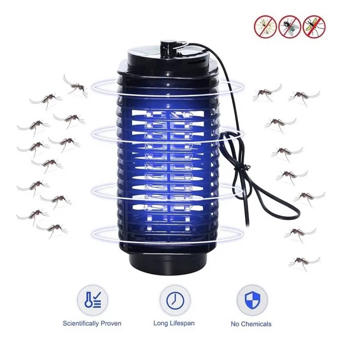Armadilha Mata Mosquito Elétrica LED 110 V Preto