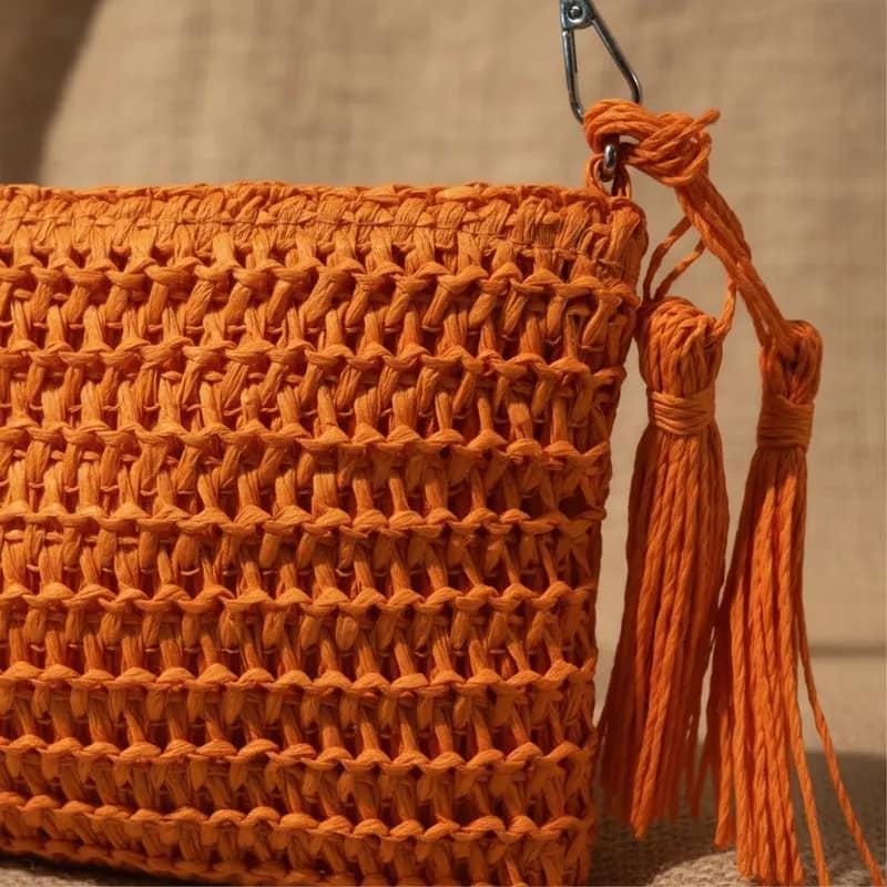 Bolsa Artesanal Lateral Transversal Casual Laranja