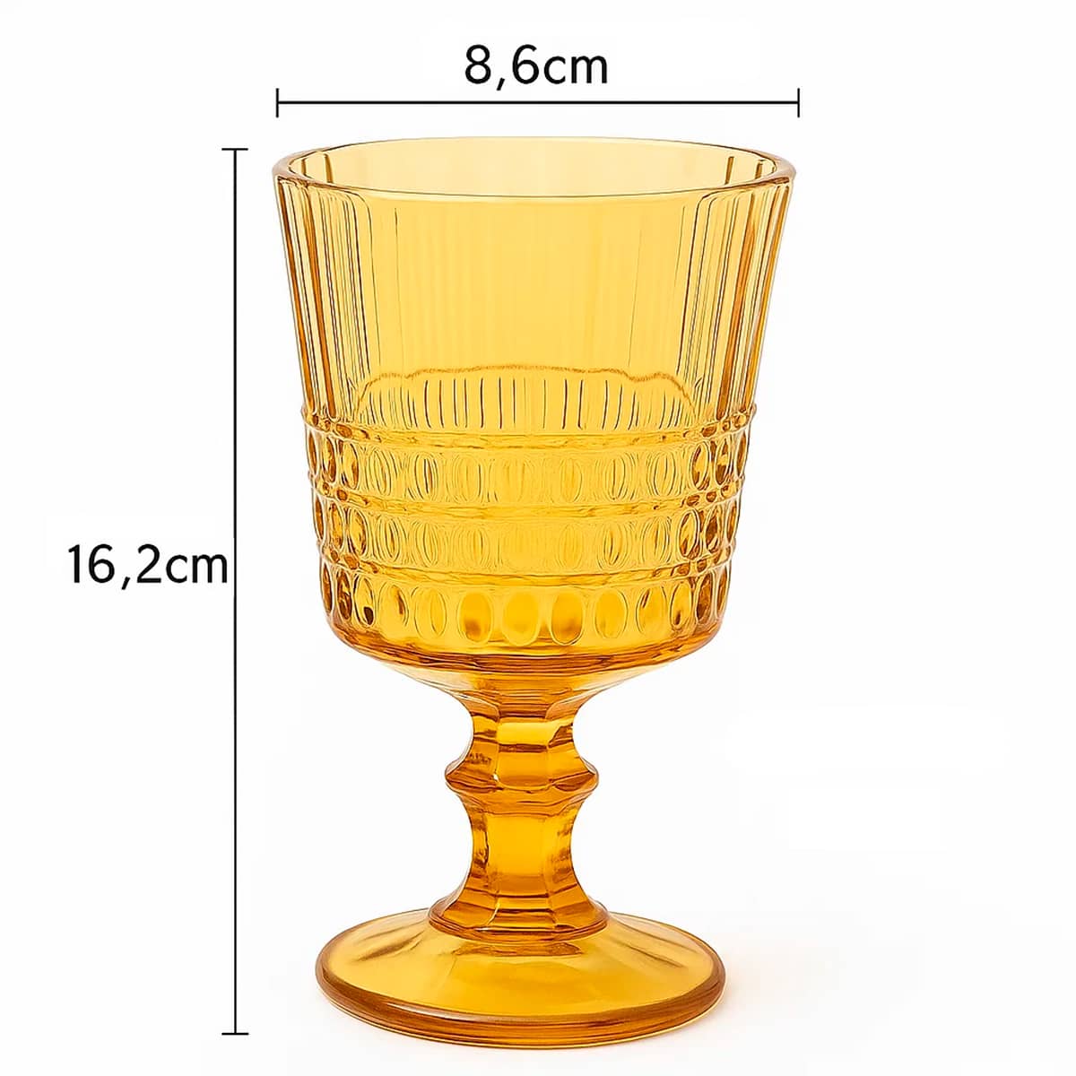 Jogo 6 Taças de Vinho Vidro Listrado Âmbar 360 ml