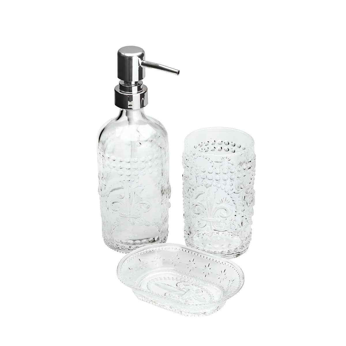 Kit Banheiro 3 Peças Vidro Transparente Lavabo