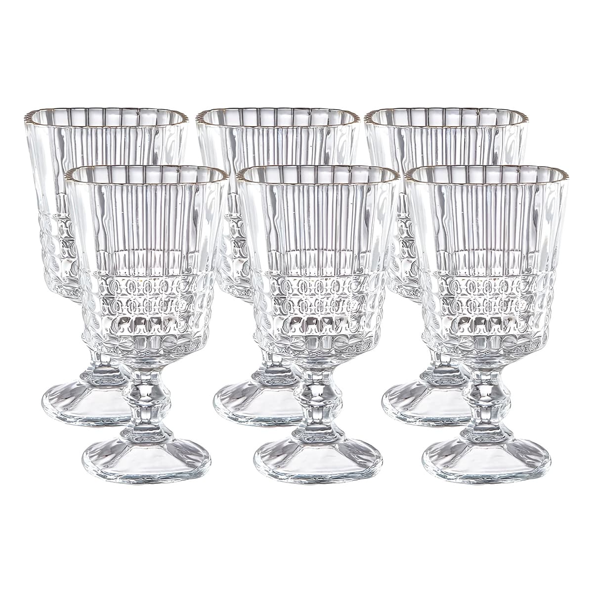 Conjunto 6 Taças de Vinho em Vidro Listrado 360 ml