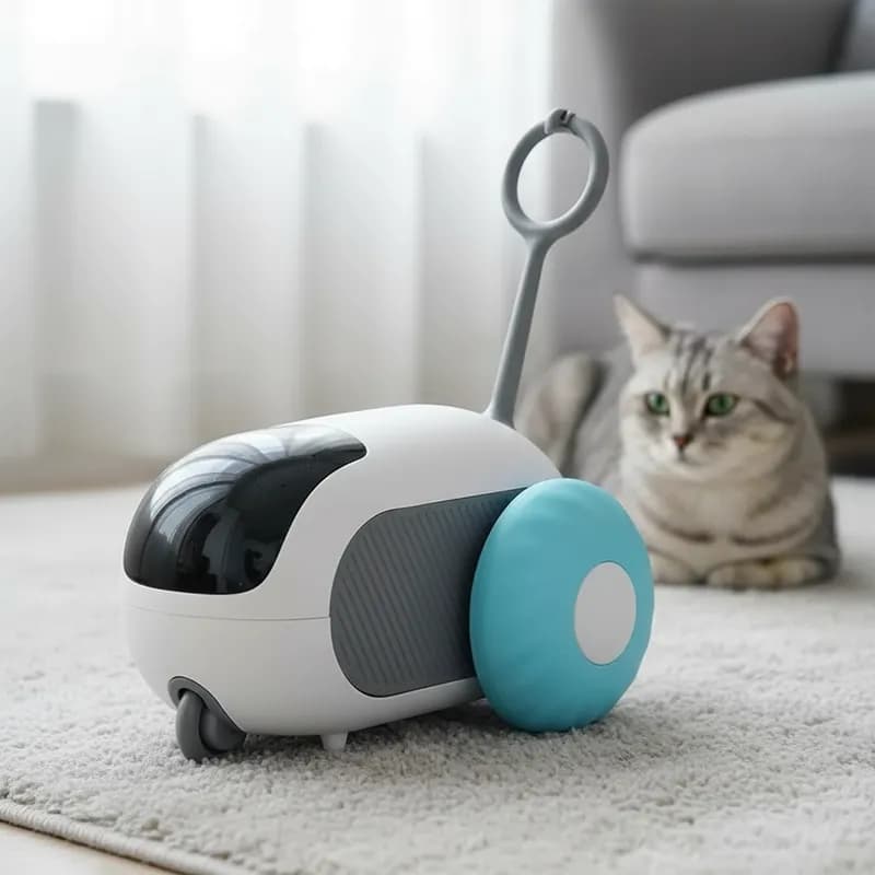 Carrinho Interativo para Gatos Elétrico USB Azul