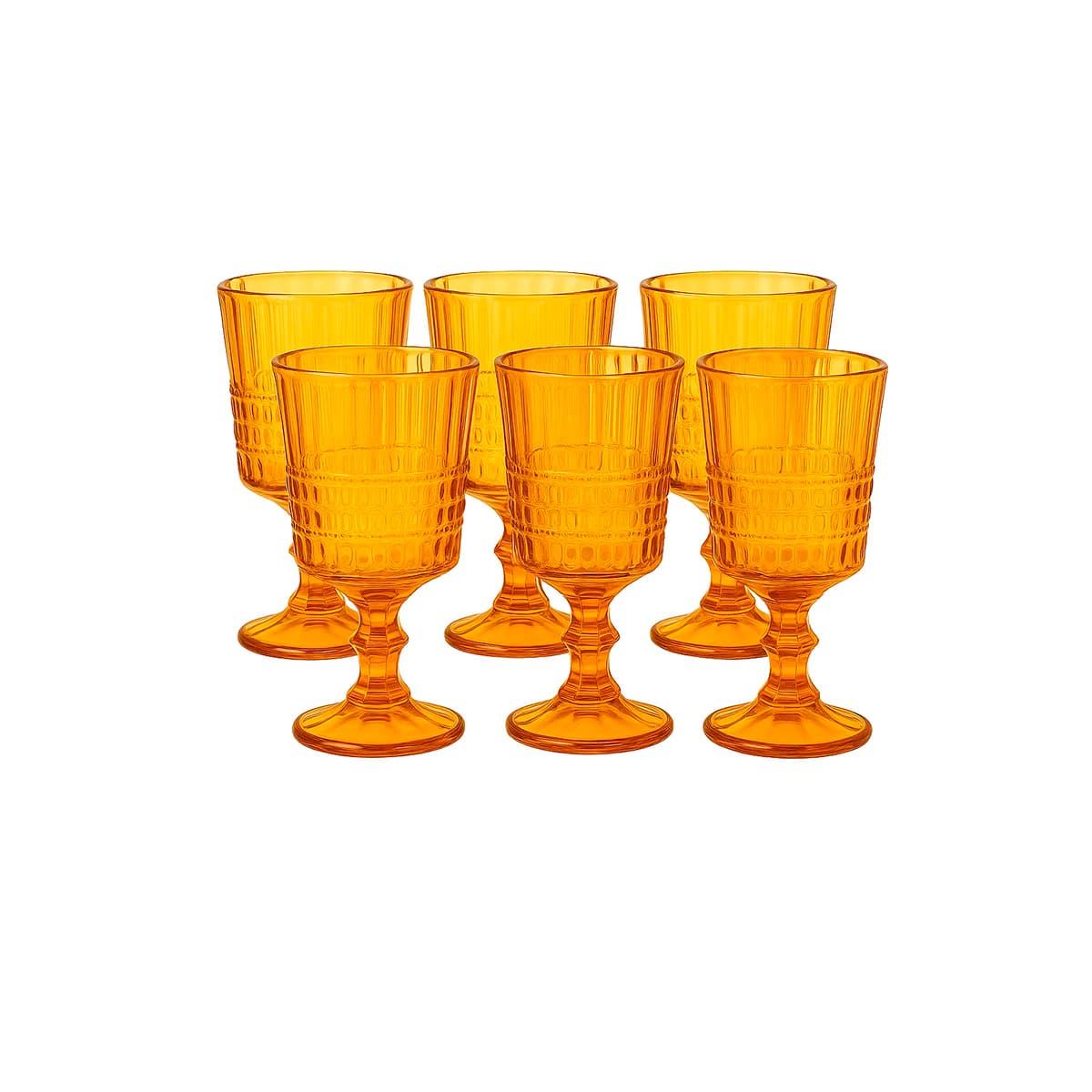 Jogo 6 Taças de Vinho Vidro Listrado Âmbar 360 ml