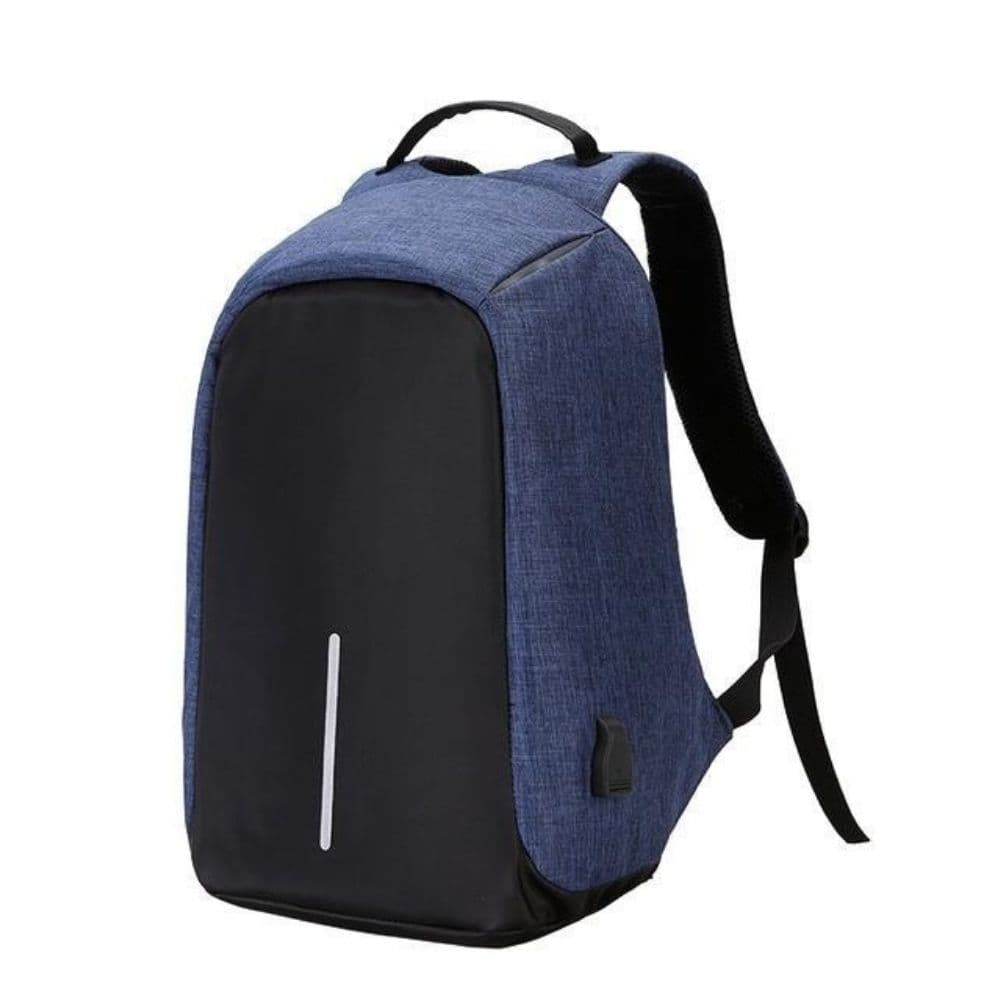 Mochila Anti Furto com Cabo USB Azul