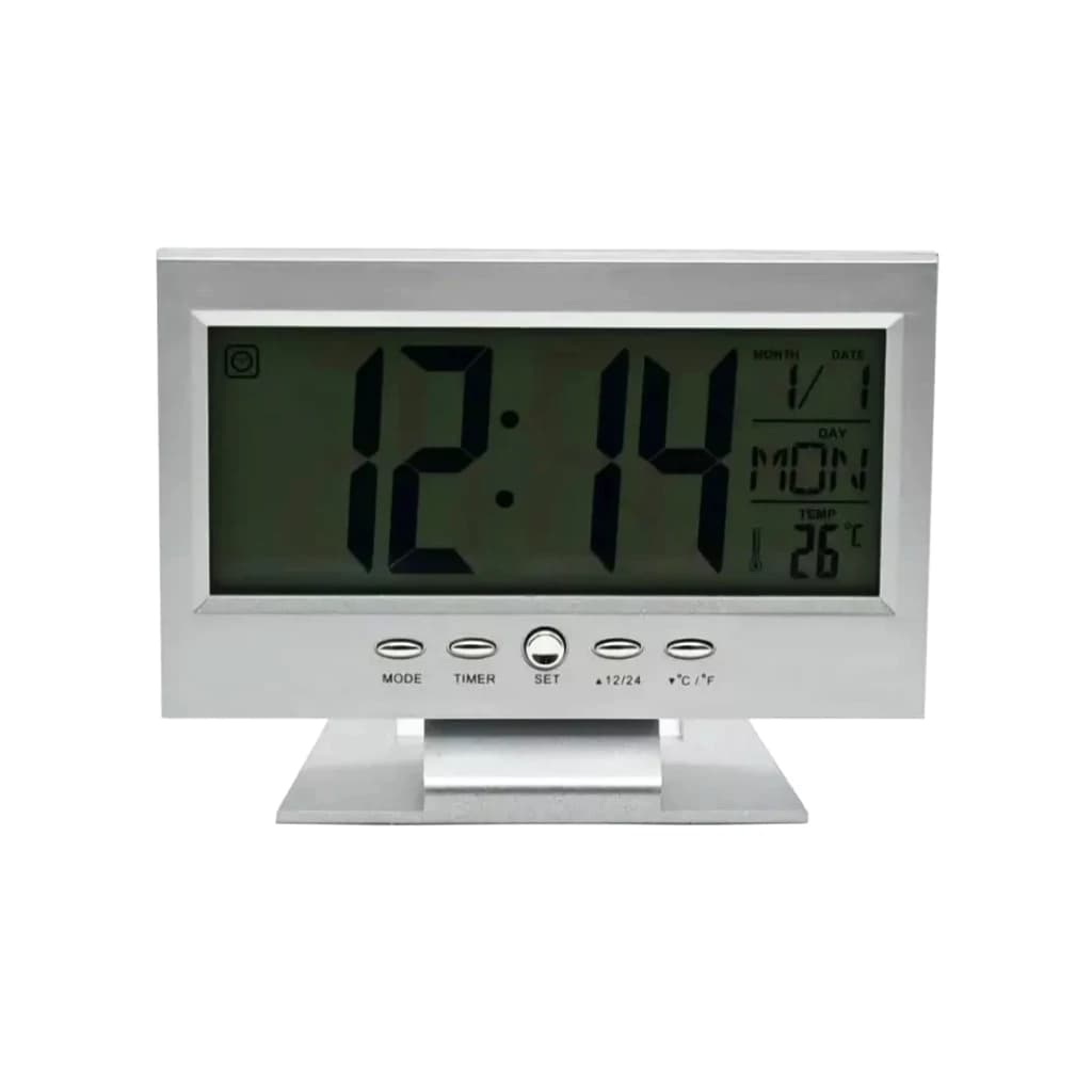 Relógio de Mesa Digital Lcd Acionamento Sonoro