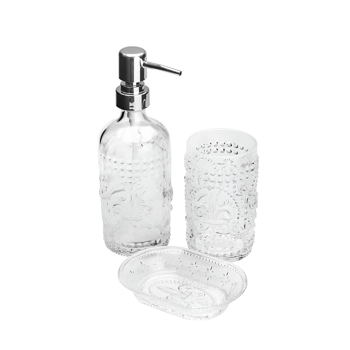 Kit Banheiro 3 Peças Vidro Transparente Lavabo
