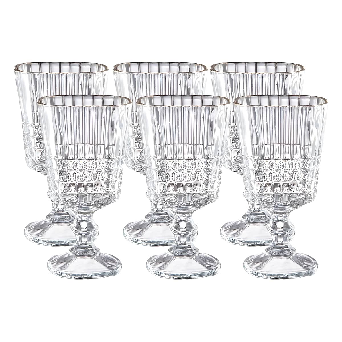 Conjunto 6 Taças de Vinho em Vidro Listrado 360 ml