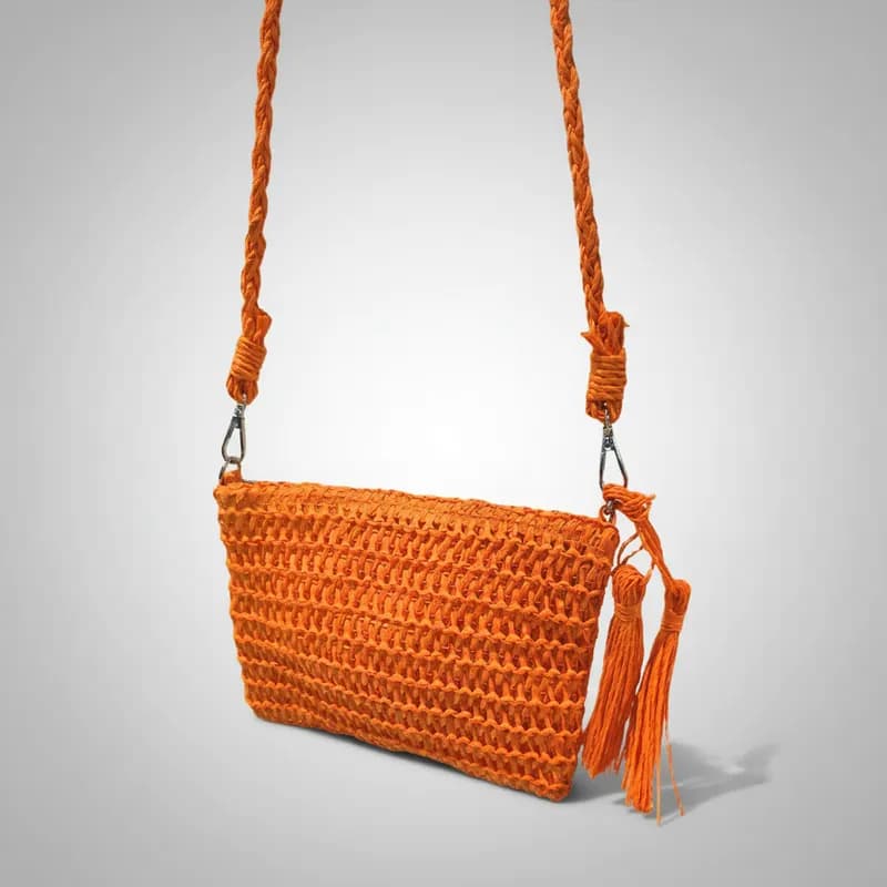 Bolsa Artesanal Lateral Transversal Casual Laranja