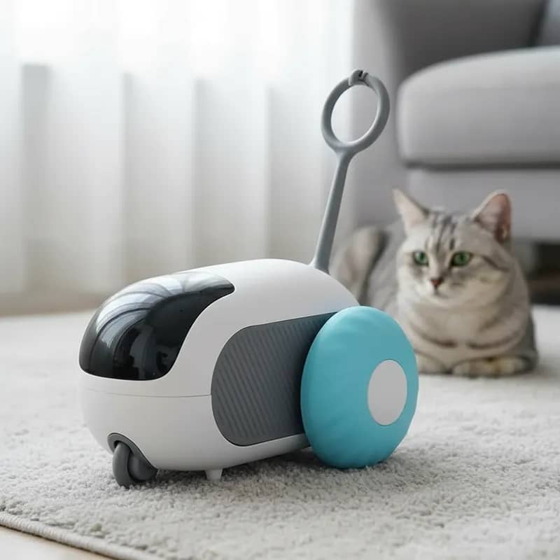 Carrinho Interativo para Gatos Elétrico USB Azul