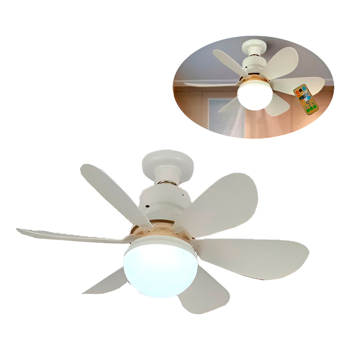 Ventilador De Teto Luz Led Silencioso 40W Bivolt 6 Pás Com Controle