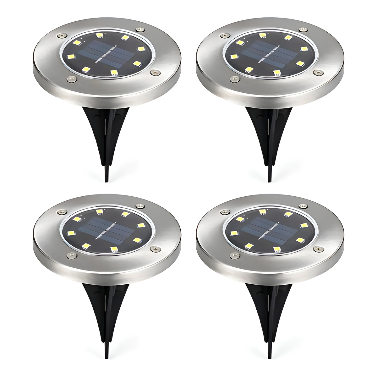 Conjunto 4 Spots de Jardim Iluminação Solar LED Automático Prova d'água