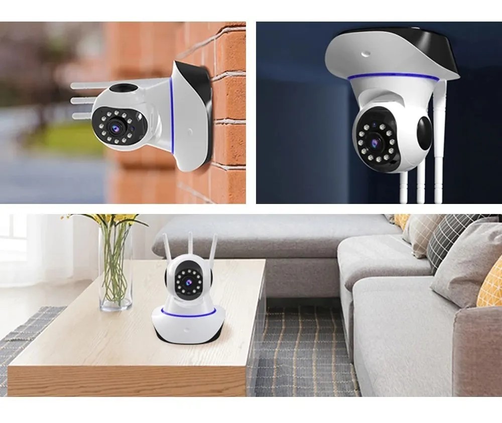 Câmera IP WiFi 3 Antenas 720p Visão Noturna Controle por App