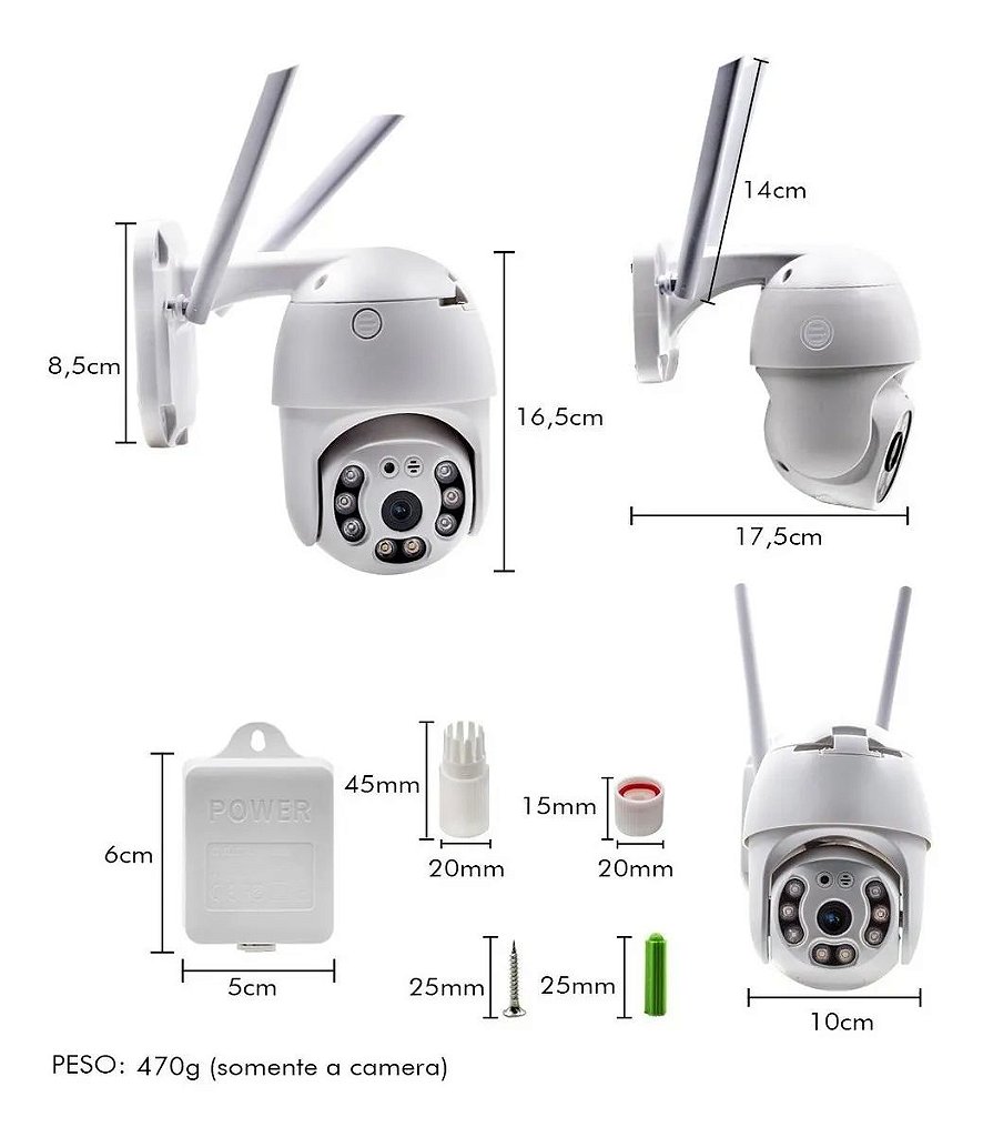Câmera Segurança IP WiFi 5MP Speed Dome Externa IP67 ICSee