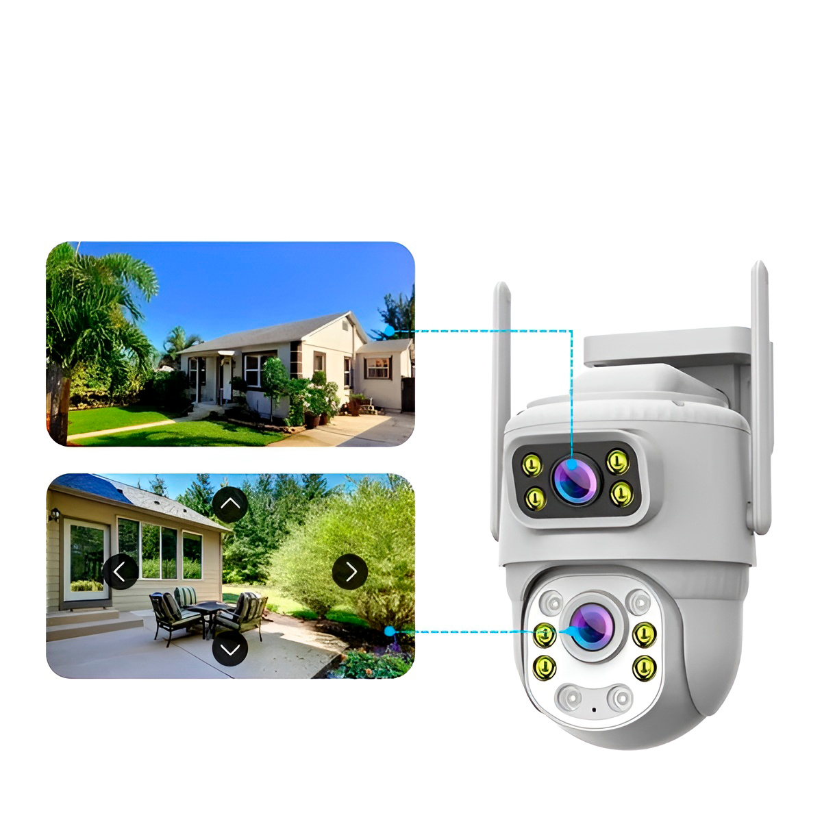 Câmera Segurança WiFi Lente Dupla 3MP Visão Noturna ICSee 2 Antenas