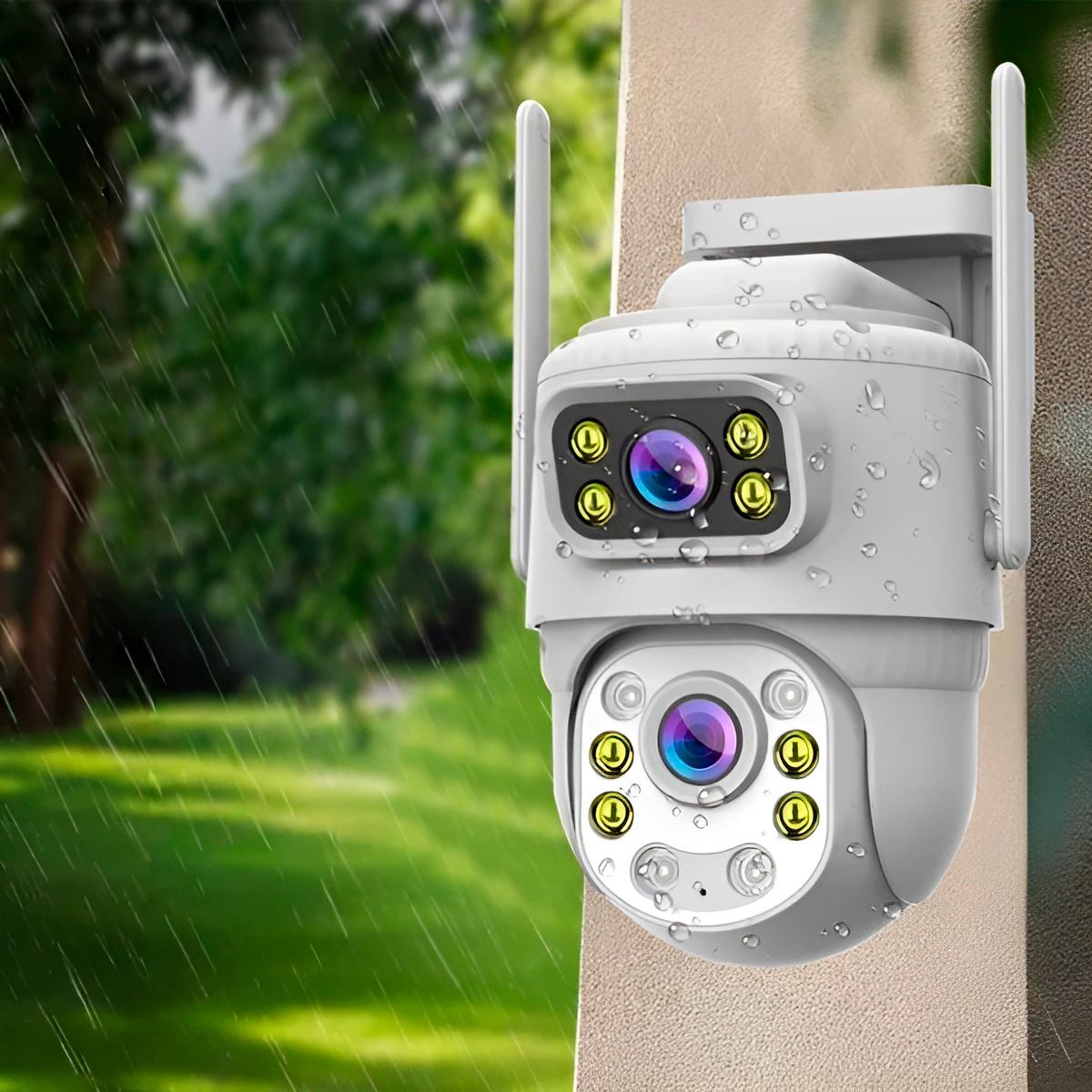 Câmera Segurança WiFi Lente Dupla 3MP Visão Noturna ICSee 2 Antenas