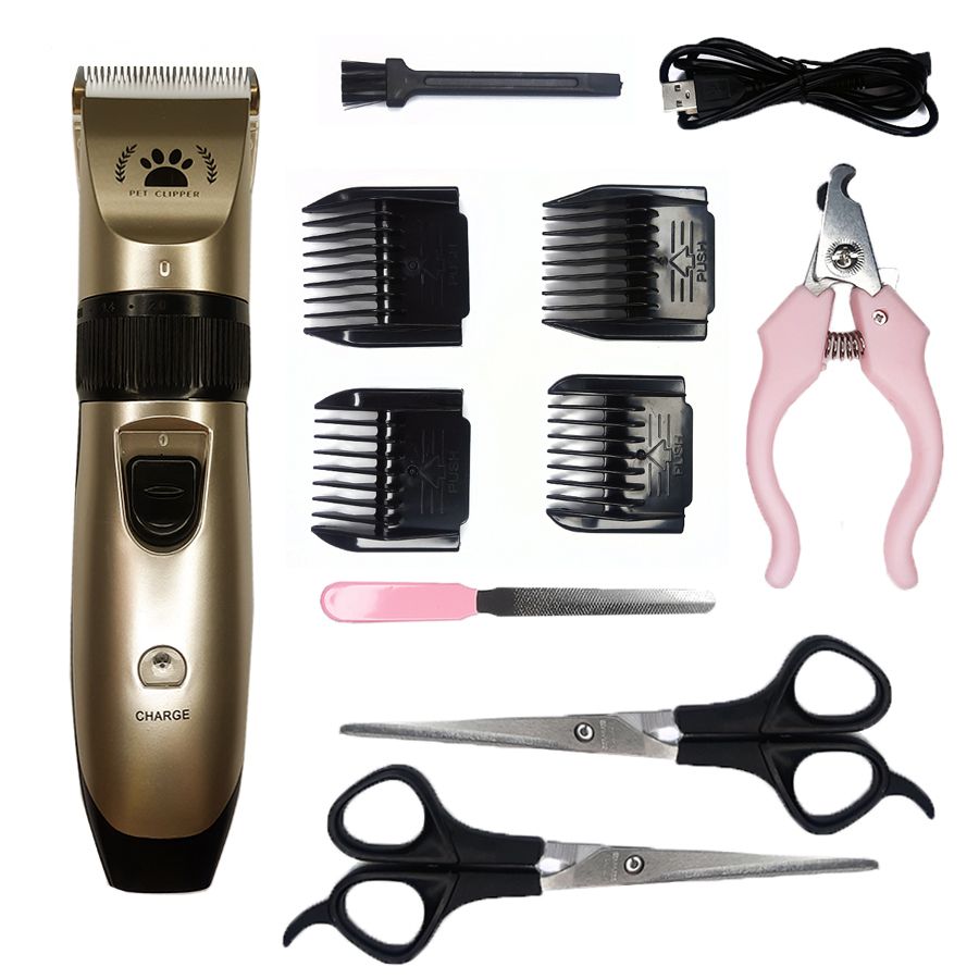 Kit Máquina de Tosa Pet Profissional Sem Fio Bivolt com Pentes e Cabo