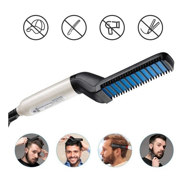 Pente Alisador de Barba e Cabelo Masculino Multifuncional Bivolt - Chapinha para Homem