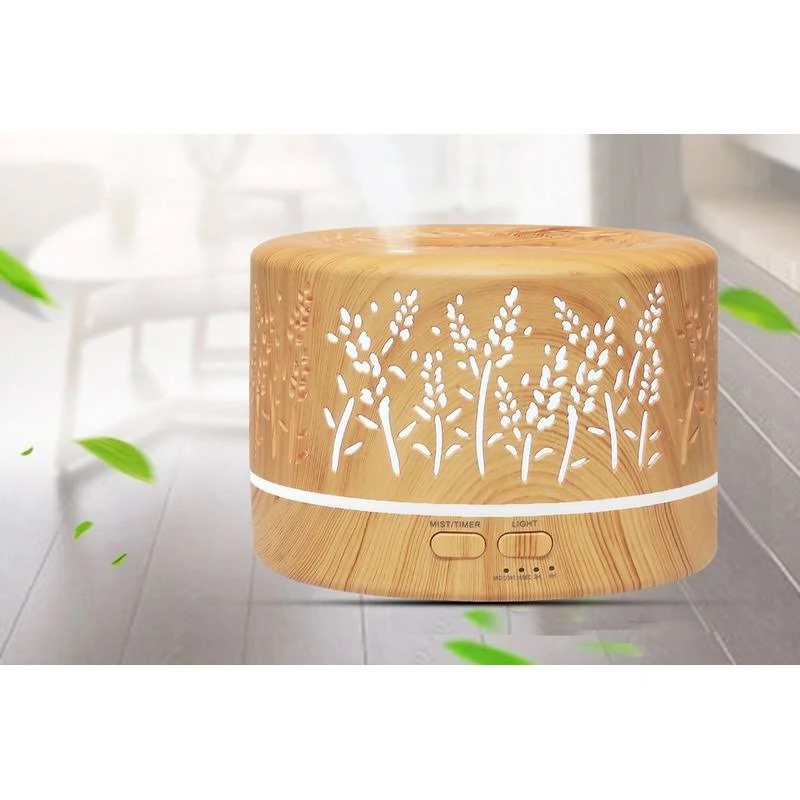 Difusor Aromatizador Umidificador Madeira LED Controle Remoto USB