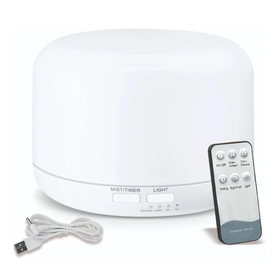 Umidificador Difusor Aroma Ultrassônico 500ml Bivolt com LED e Controle