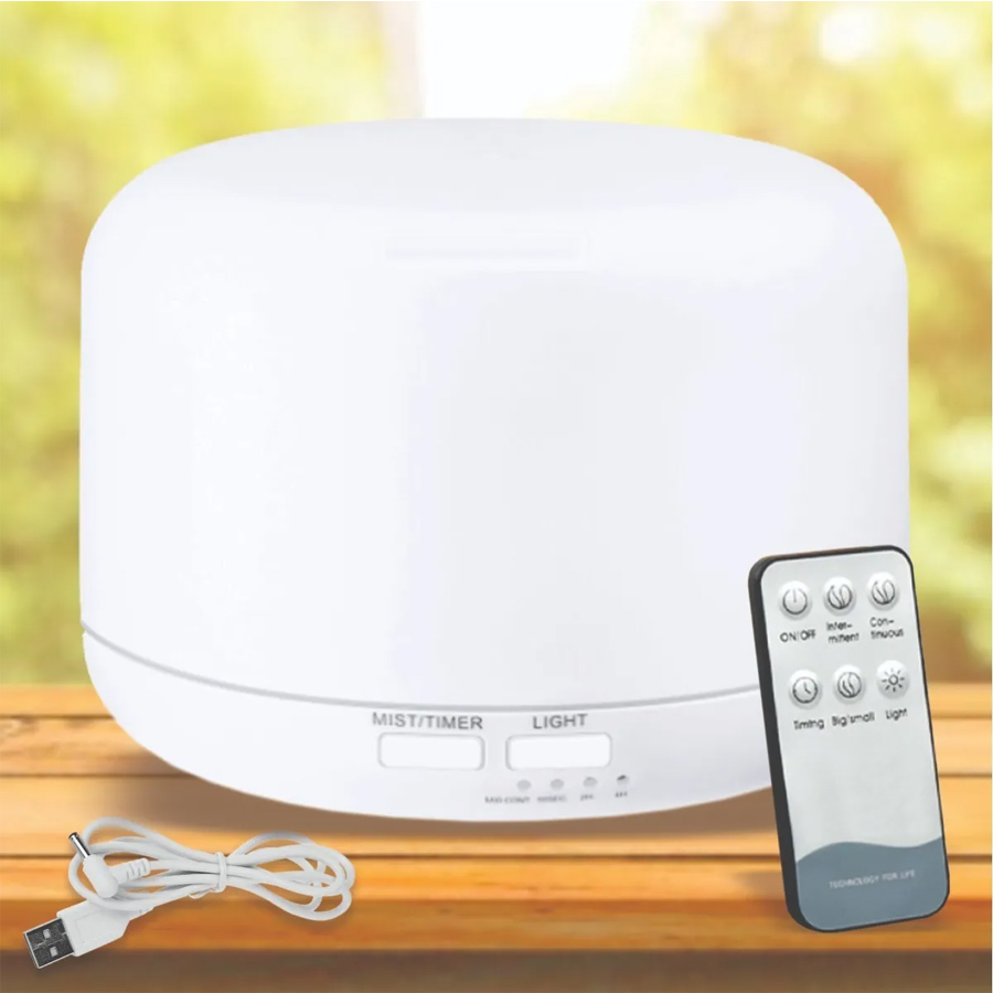 Umidificador Difusor Aroma Ultrassônico 500ml Bivolt com LED e Controle
