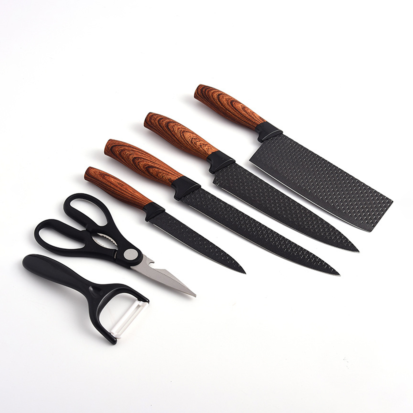 Jogo De Facas 6 Peças All Black Aço Inox Premium Conjunto Chef