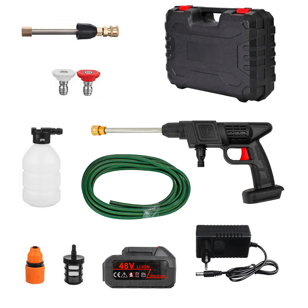 Lavadora Portátil 48V Bateria | Maleta Bivolt 5m Mangueira