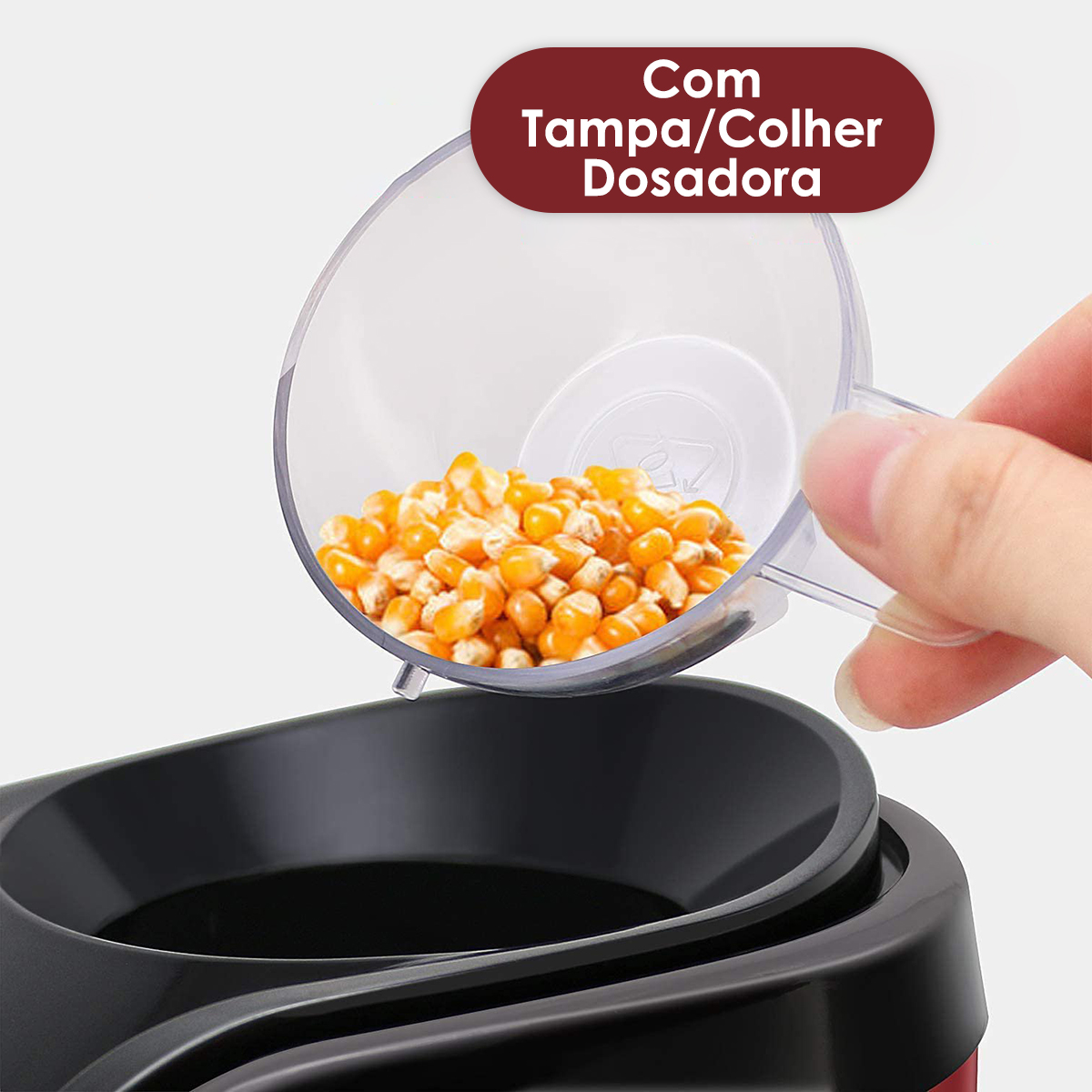 Pipoqueira Elétrica Ar Quente 1200W Sem Óleo Vermelha 110V